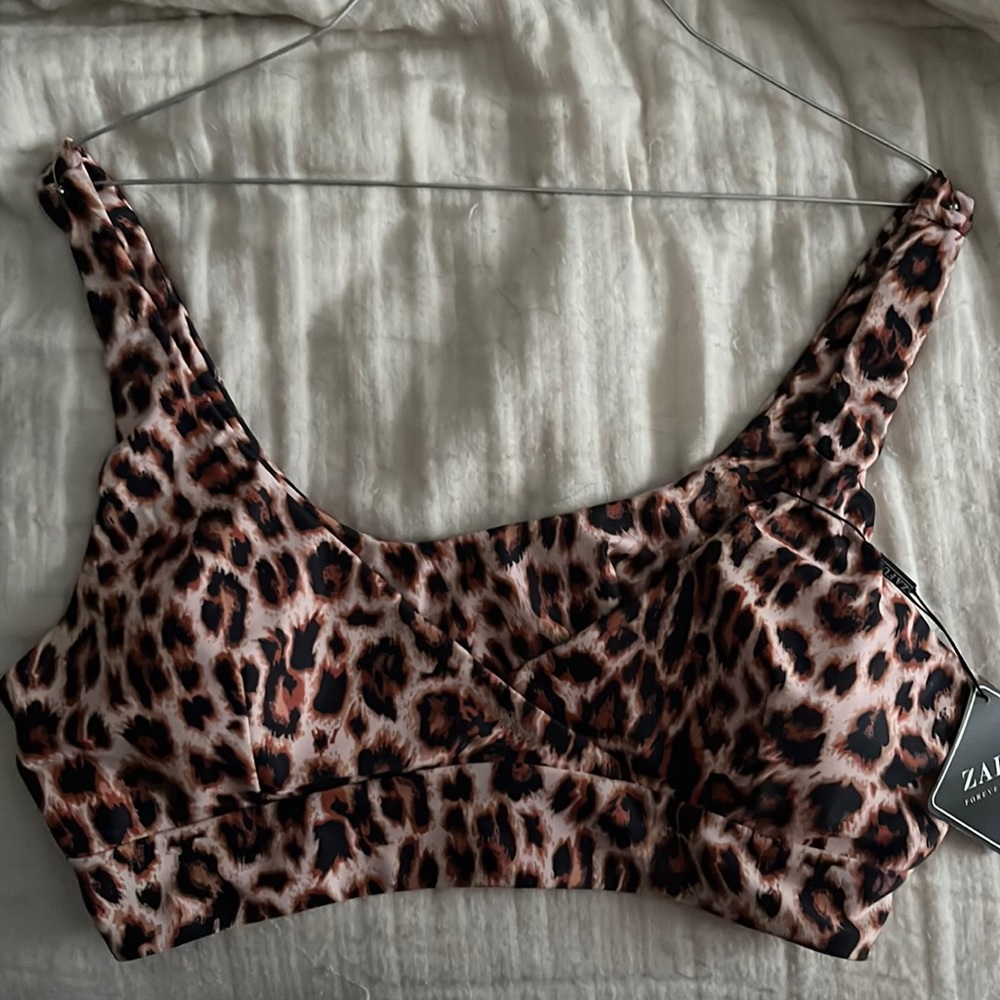 cheeta print swimsuit top
